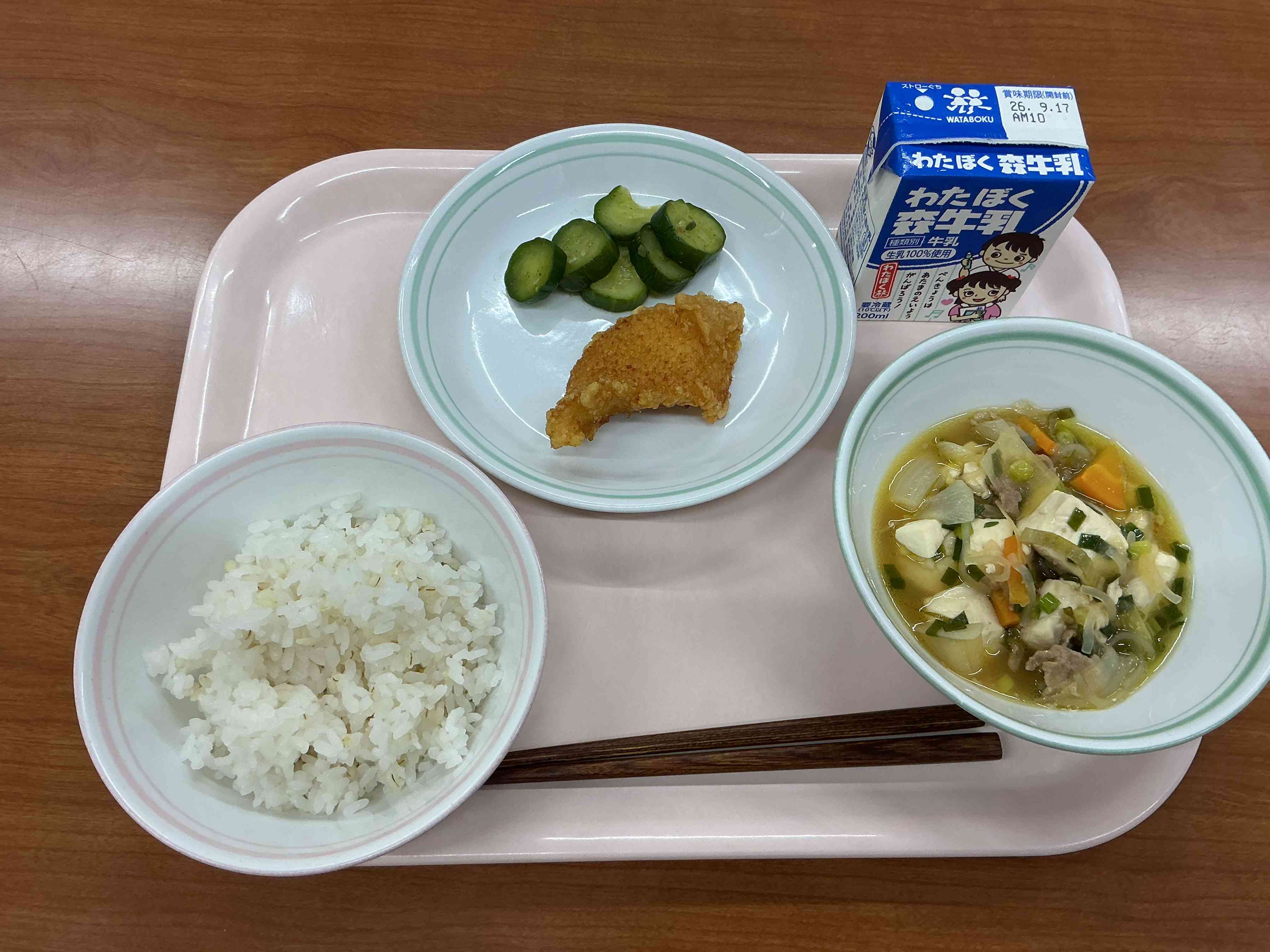 ９月９日水曜日給食の写真